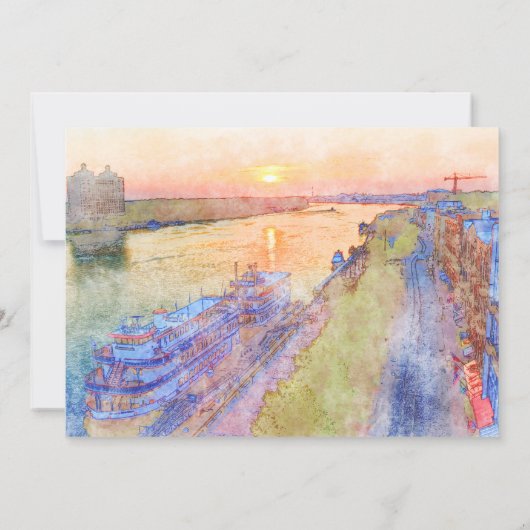 Invitation Mariage d'aquarelle de la rivière Savannah (Dos)