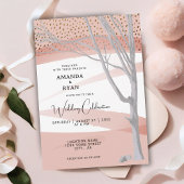Invitation Mariage d'aquarelle de l'arbre d'hiver rose vif
