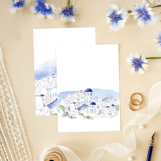 Invitation Mariage d'aquarelle de l'architecture de Santorin 