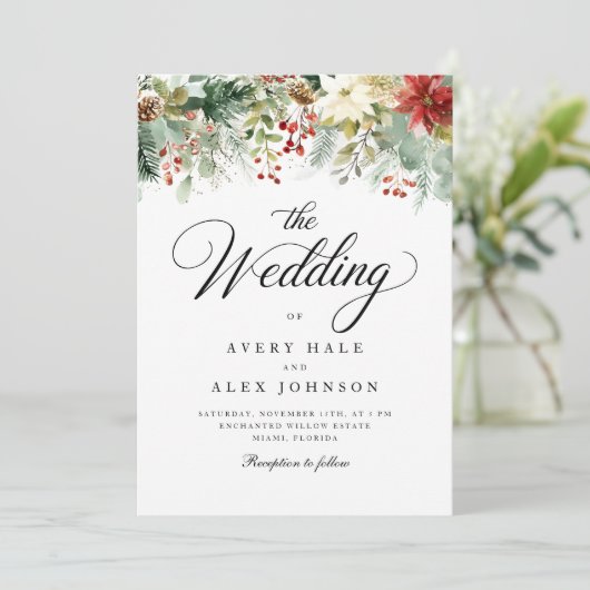 Invitation Mariage d'aquarelle de Noël (Debout devant)