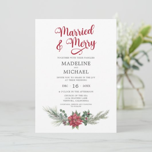 Invitation Mariage d'aquarelle de Noël marié (Debout devant)