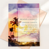 Invitation Mariage d'aquarelle de palmier Enchanted le couche