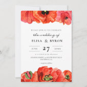 Invitation Mariage d'aquarelle de pavois rouges (Devant)