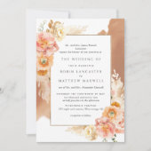 Invitation Mariage d'aquarelle de Pêche Florale en terre cuit (Devant)