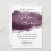 Invitation Mariage d'aquarelle de peinture à prune violet mod (Devant)