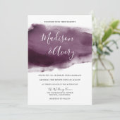 Invitation Mariage d'aquarelle de peinture à prune violet mod (Debout devant)