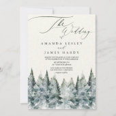 Invitation Mariage d'aquarelle de pin d'hiver (Devant)