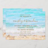 Invitation Mariage d'aquarelle de plage (Devant / Derrière)