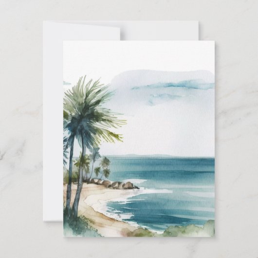 Invitation Mariage d'aquarelle de plage père Noël Cruz Aptos (Dos)