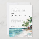 Invitation Mariage d'aquarelle de plage Tropical (Devant)