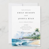 Invitation Mariage d'aquarelle de plage Tropical (Devant)