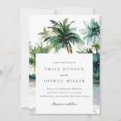 Invitation Mariage d'aquarelle de plage Tropical (Devant)