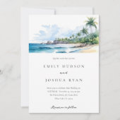 Invitation Mariage d'aquarelle de plage Tropical (Devant)