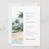 Invitation Mariage d'aquarelle de plage Tropical (Devant)