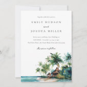 Invitation Mariage d'aquarelle de plage Tropical (Devant)