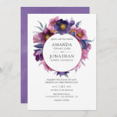 Invitation Mariage d'aquarelle de prune violet (Devant / Derrière)
