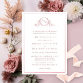 Invitation Mariage d'aquarelle de Rose de monogramme officiel