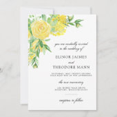 Invitation Mariage d'aquarelle de rose jaune (Devant)
