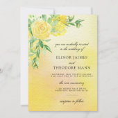 Invitation Mariage d'aquarelle de rose jaune (Devant)