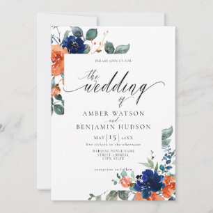 Invitation Mariage d'aquarelle de rouille orange brûlée de la