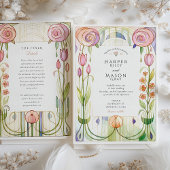 Invitation Mariage d'aquarelle de style Glasgow