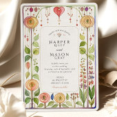 Invitation Mariage d'aquarelle de style Glasgow