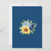 Invitation Mariage d'aquarelle de tournesol bleu foncé (Dos)