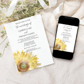 Invitation Mariage d'aquarelle de tournesol jaune