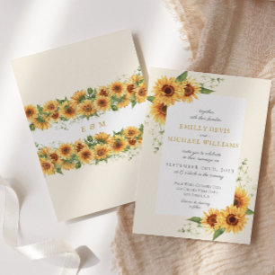 Invitation Mariage d'aquarelle de tournesol jaune beurre