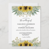 Invitation Mariage d'aquarelle de tournesol rustique botaniqu (Devant)