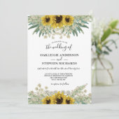Invitation Mariage d'aquarelle de tournesol rustique botaniqu (Debout devant)