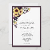 Invitation Mariage d'aquarelle de tournesol violet de prune (Devant)