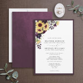 Invitation Mariage d'aquarelle de tournesol violet de prune