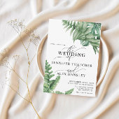 Invitation Mariage d'aquarelle de verdure tropical