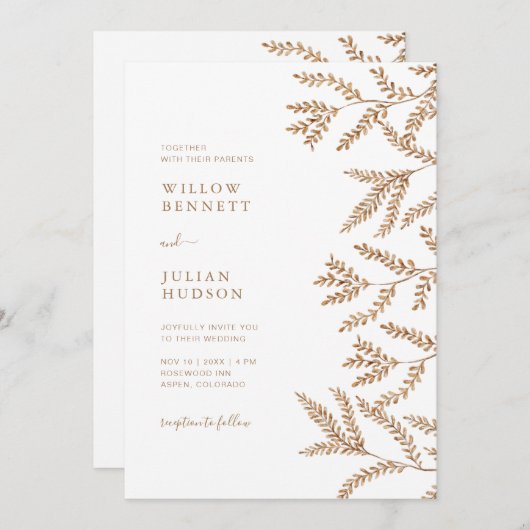 Invitation Mariage d'aquarelle des feuilles d'automne (Devant / Derrière)