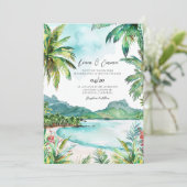 Invitation Mariage d'aquarelle des Seychelles (Debout devant)