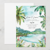 Invitation Mariage d'aquarelle des Seychelles (Devant / Derrière)