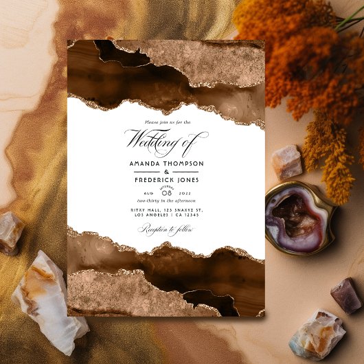 Invitation Mariage d'aquarelle Desert Gold Agate