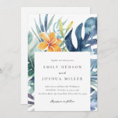 Invitation Mariage d'aquarelle d'été florale tropicale (Devant / Derrière)