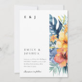 Invitation Mariage d'aquarelle d'été florale tropicale (Devant)