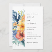 Invitation Mariage d'aquarelle d'été florale tropicale (Devant)