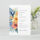 Invitation Mariage d'aquarelle d'été florale tropicale (Debout devant)