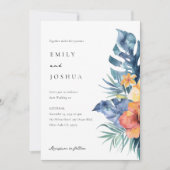 Invitation Mariage d'aquarelle d'été florale tropicale (Devant)