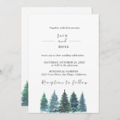 Invitation Mariage d'aquarelle d'hiver (Devant / Derrière)