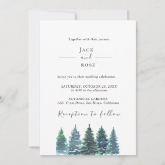 Invitation Mariage d'aquarelle d'hiver