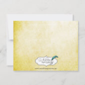 Invitation Mariage d'aquarelle d'oiseau d'or (Dos)