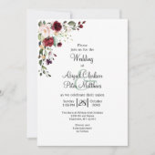 Invitation Mariage d'aquarelle d'or floral de Bourgogne (Devant)