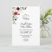 Invitation Mariage d'aquarelle d'or floral de Bourgogne (Debout devant)