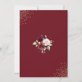 Invitation Mariage d'aquarelle d'or floral de Bourgogne (Dos)