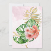 Invitation Mariage d'aquarelle d'or floral tropical (Dos)